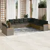Image de vidaXL Salon de jardin 11 pcs avec coussins gris résine tressée
