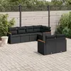 Image de vidaXL Salon de jardin 7 pcs avec coussins noir résine tressée