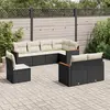Image de vidaXL Salon de jardin 8 pcs avec coussins noir résine tressée
