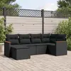Image de vidaXL Salon de jardin 6 pcs avec coussins noir résine tressée