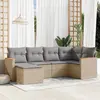 Image de vidaXL Salon de jardin avec coussins 6pcs mélange beige résine tressée