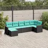 Image de vidaXL Salon de jardin 7 pcs avec coussins noir résine tressée