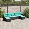 Image de vidaXL Salon de jardin 7 pcs avec coussins noir résine tressée