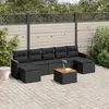 Image de vidaXL Salon de jardin 8 pcs avec coussins noir résine tressée