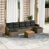 Image de vidaXL Salon de jardin 8 pcs avec coussins gris résine tressée