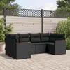 Image de vidaXL Salon de jardin 6 pcs avec coussins noir résine tressée
