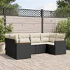 Image de vidaXL Salon de jardin 6 pcs avec coussins noir résine tressée