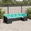 Image de vidaXL Salon de jardin 7 pcs avec coussins noir résine tressée