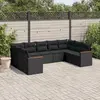 Image de vidaXL Salon de jardin 9 pcs avec coussins noir résine tressée