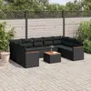 Image de vidaXL Salon de jardin 10 pcs avec coussins noir résine tressée