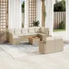 Image de vidaXL Salon de jardin avec coussins 10 pcs beige résine tressée