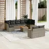 Image de vidaXL Salon de jardin avec coussins 10 pcs gris résine tressée