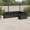 Image de vidaXL Salon de jardin 9 pcs avec coussins noir résine tressée
