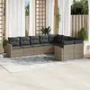 Image de vidaXL Salon de jardin 9 pcs avec coussins gris résine tressée