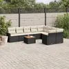 Image de vidaXL Salon de jardin 10 pcs avec coussins noir résine tressée