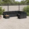 Image de vidaXL Salon de jardin 10 pcs avec coussins noir résine tressée