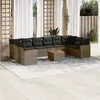 Image de vidaXL Salon de jardin 11 pcs avec coussins gris résine tressée