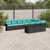Image de vidaXL Salon de jardin 10 pcs avec coussins noir résine tressée