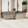 Image de vidaXL Salon de jardin et coussins 10 pcs mélange beige résine tressée
