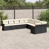 Image de vidaXL Salon de jardin 10 pcs avec coussins noir résine tressée