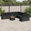 Image de vidaXL Salon de jardin 11 pcs avec coussins noir résine tressée