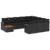 Image de vidaXL Salon de jardin 11 pcs avec coussins noir résine tressée
