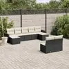 Image de vidaXL Salon de jardin 9 pcs avec coussins noir résine tressée