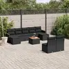 Image de vidaXL Salon de jardin 10 pcs avec coussins noir résine tressée