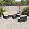 Image de vidaXL Salon de jardin 10 pcs avec coussins noir résine tressée