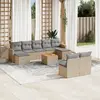 Image de vidaXL Salon de jardin et coussins 10 pcs mélange beige résine tressée