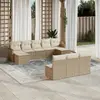 Image de vidaXL Salon de jardin avec coussins 10 pcs beige résine tressée