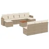 Image de vidaXL Salon de jardin 11 pcs avec coussins beige résine tressée
