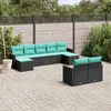 Image de vidaXL Salon de jardin 9 pcs avec coussins noir résine tressée
