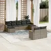Image de vidaXL Salon de jardin 9 pcs avec coussins gris résine tressée