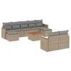 Image de vidaXL Salon de jardin et coussins 10 pcs mélange beige résine tressée