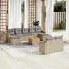Image de vidaXL Salon de jardin et coussins 10 pcs mélange beige résine tressée