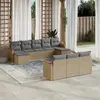 Image de vidaXL Salon de jardin et coussins 10 pcs mélange beige résine tressée