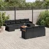 Image de vidaXL Salon de jardin 11 pcs avec coussins noir résine tressée