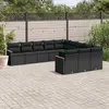 Image de vidaXL Salon de jardin 11 pcs avec coussins noir résine tressée
