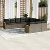 Image de vidaXL Salon de jardin 11 pcs avec coussins gris résine tressée