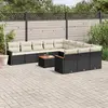 Image de vidaXL Salon de jardin 12 pcs avec coussins noir résine tressée