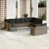 Image de vidaXL Salon de jardin avec coussins 12 pcs gris résine tressée