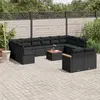 Image de vidaXL Salon de jardin avec coussins 13 pcs noir résine tressée