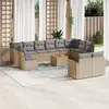 Image de vidaXL Salon de jardin et coussins 13 pcs mélange beige résine tressée