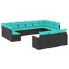 Image de vidaXL Salon de jardin avec coussins 13 pcs noir résine tressée