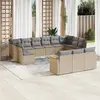 Image de vidaXL Salon de jardin et coussins 13 pcs mélange beige résine tressée