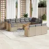 Image de vidaXL Salon de jardin et coussins 14 pcs mélange beige résine tressée