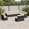 Image de vidaXL Salon de jardin 12 pcs avec coussins noir résine tressée