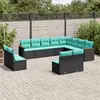 Image de vidaXL Salon de jardin avec coussins 12 pcs noir résine tressée