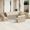 Image de vidaXL Salon de jardin avec coussins 12 pcs beige résine tressée